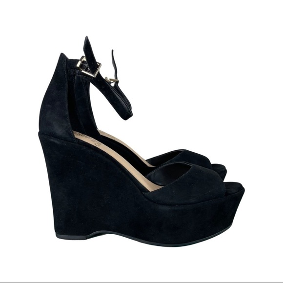 Vince Camuto Black Suede Platform Wedge Sandals NWB - Picture 8 of 13